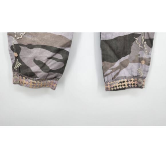 Johnny Was Sidra Camo Print‎ Embroidered Women's Linen Jogger Pants Size XS - Picture 7 of 9